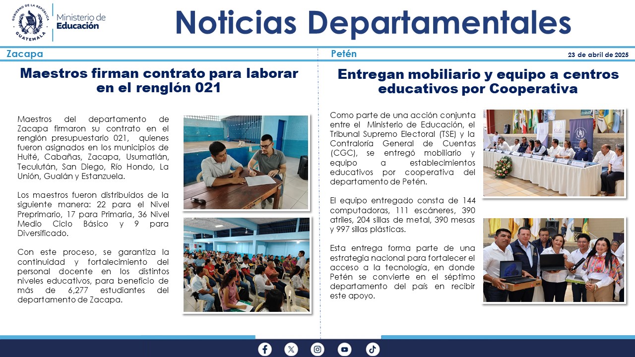 Noticias Departamentales Mineduc