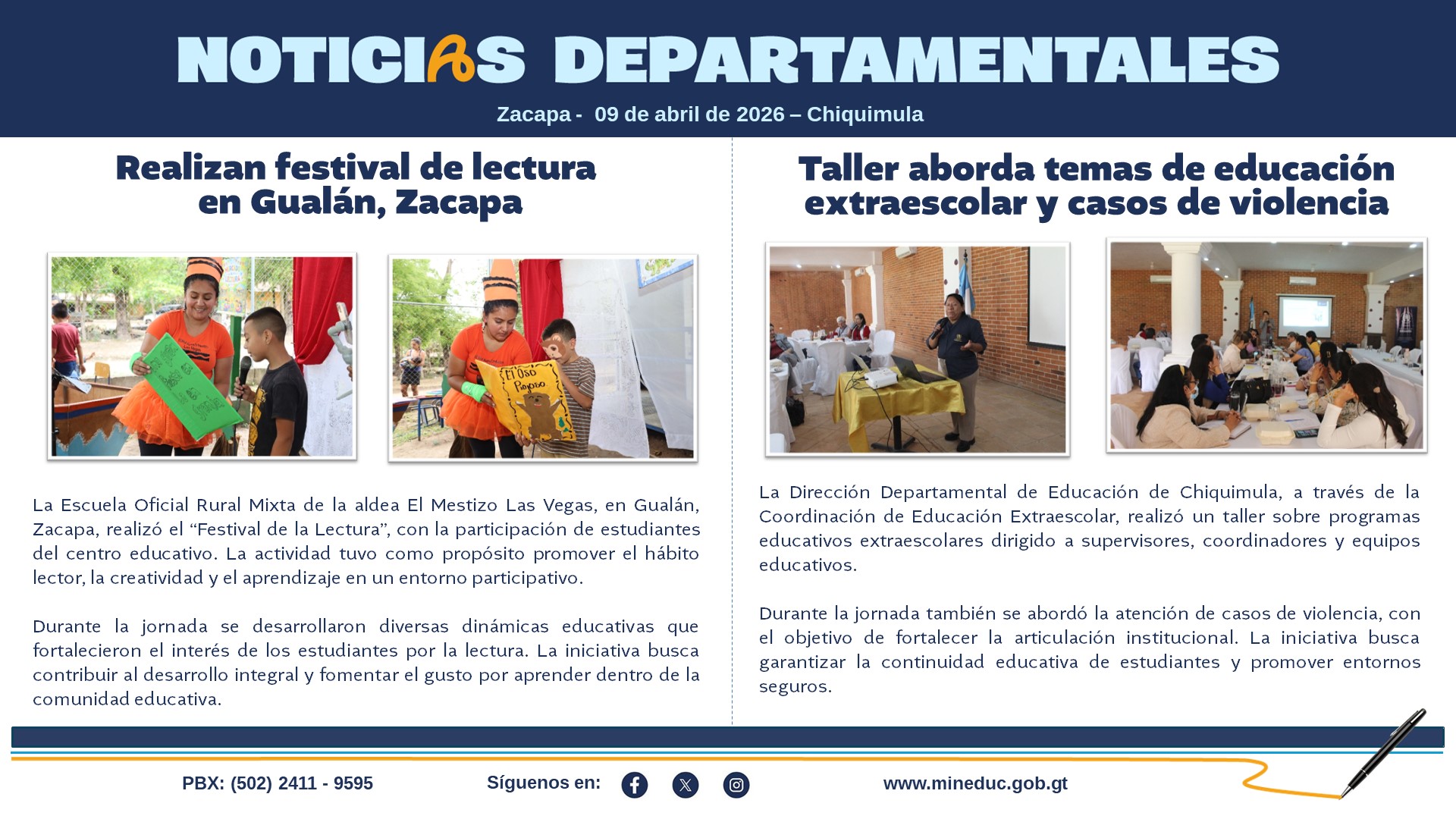 Noticias Departamentales Mineduc