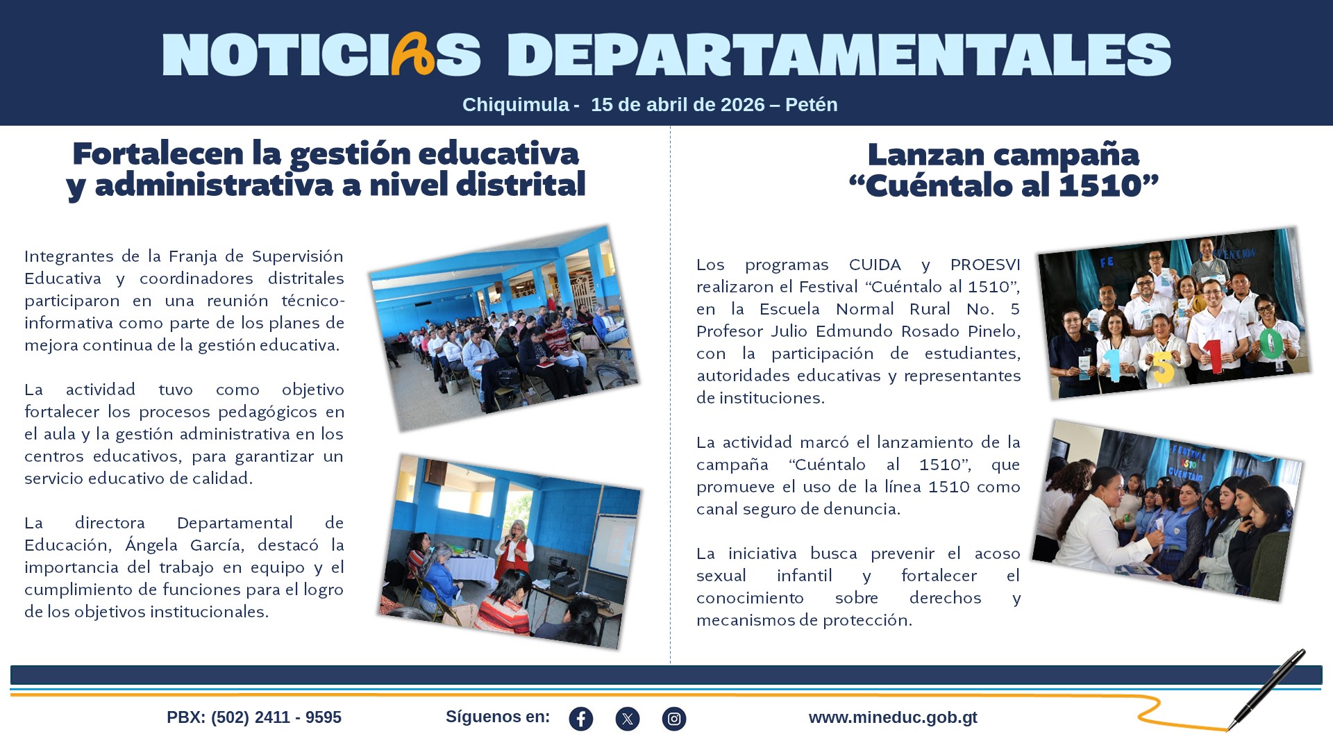Noticias Departamentales Mineduc