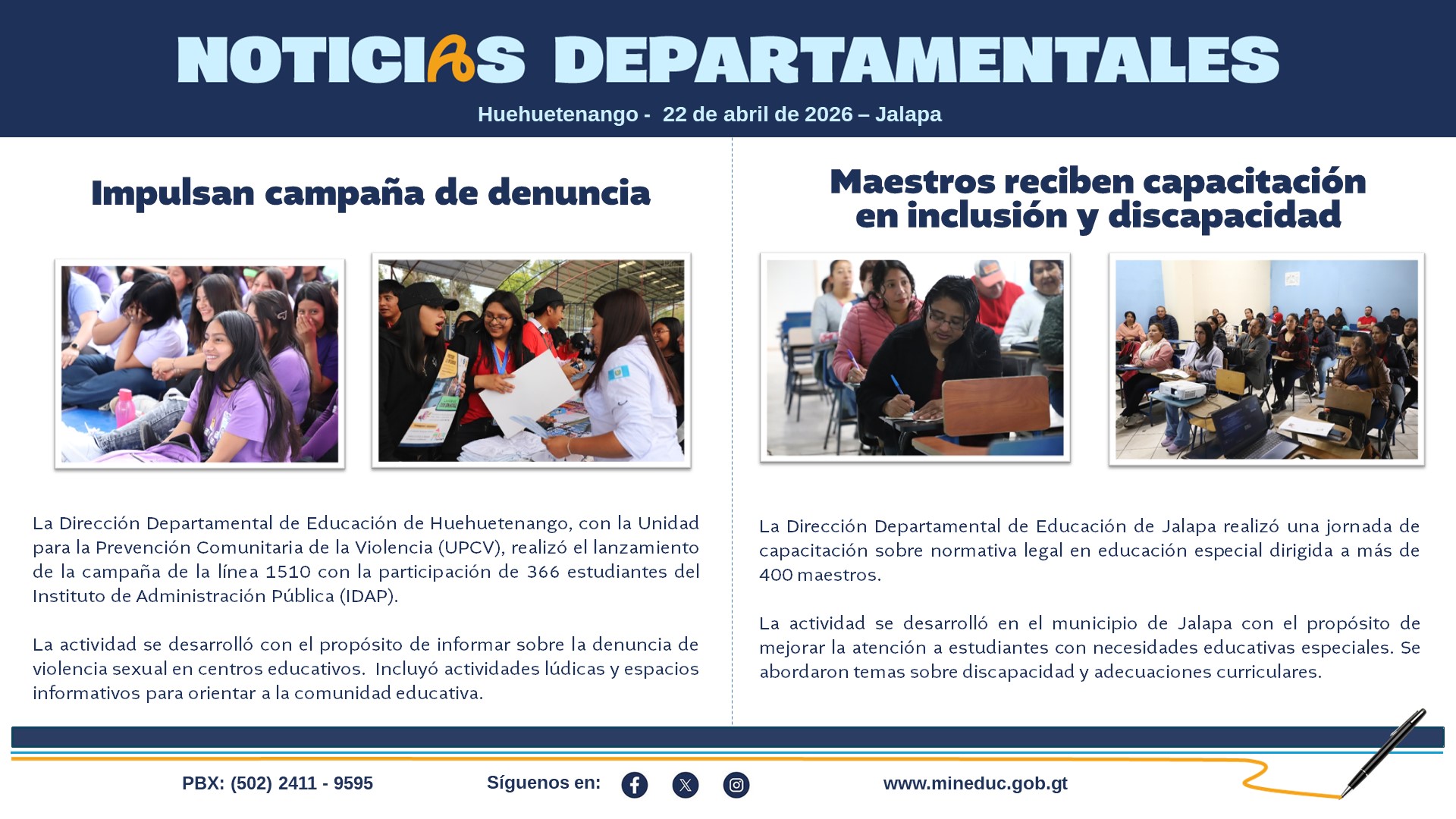 Noticias Departamentales Mineduc