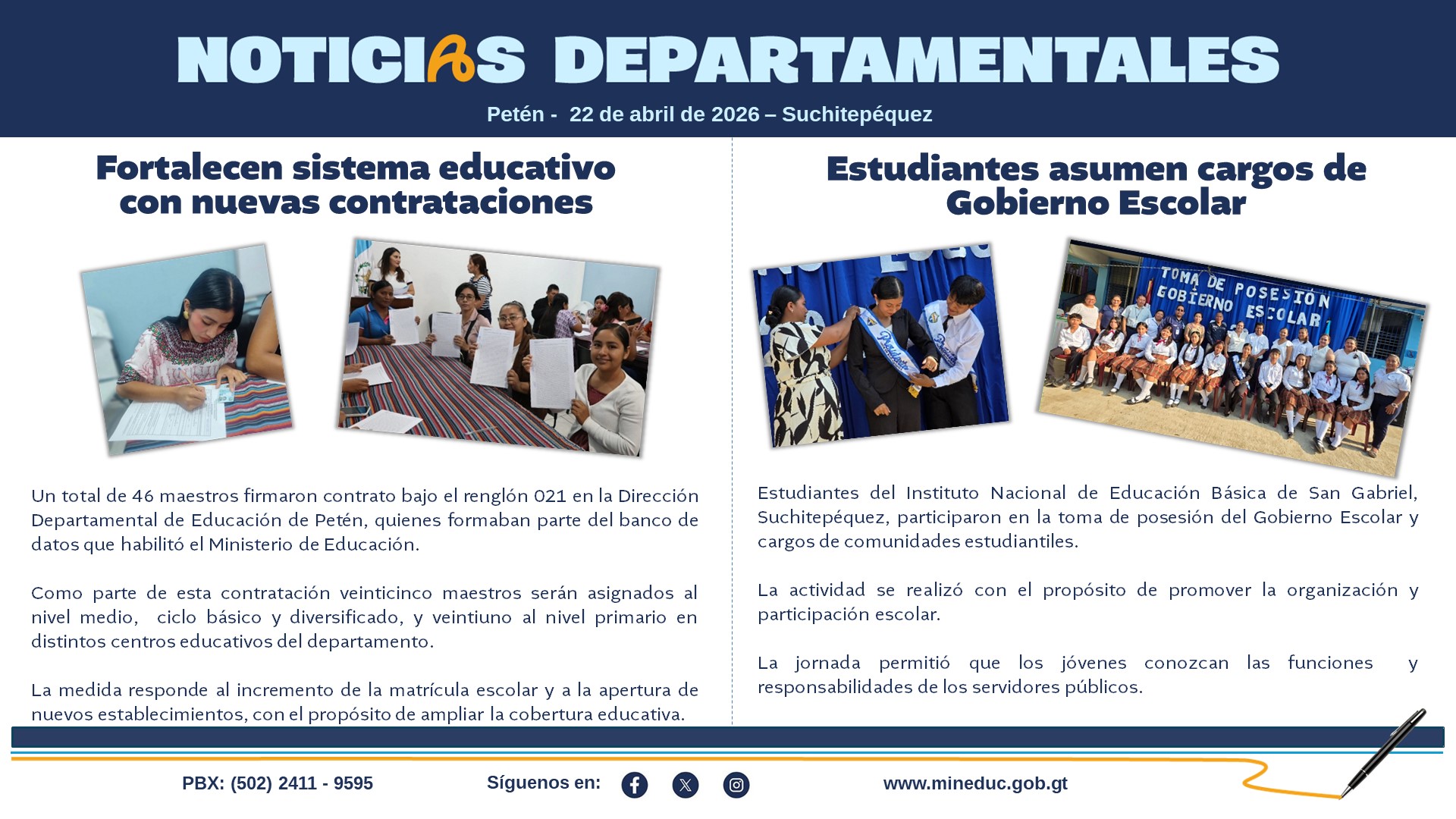 Noticias Departamentales Mineduc