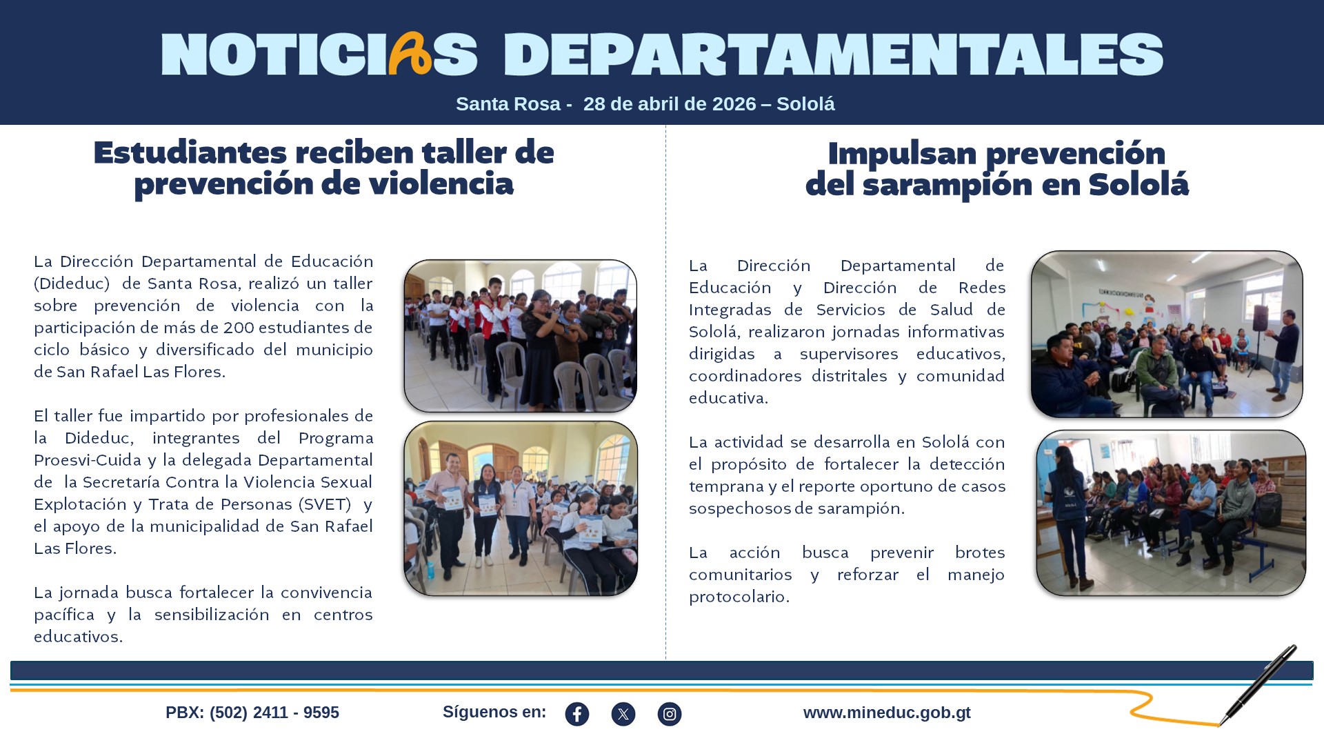 Noticias Departamentales Mineduc