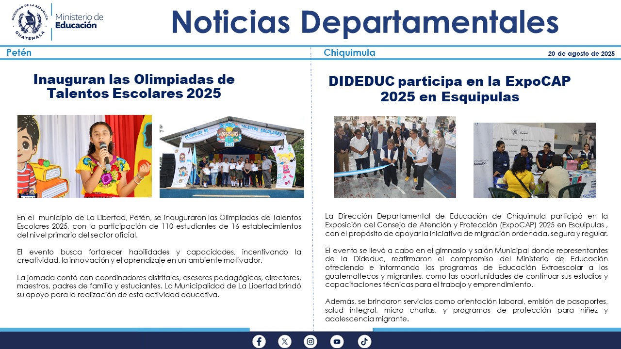 Noticias Departamentales Mineduc