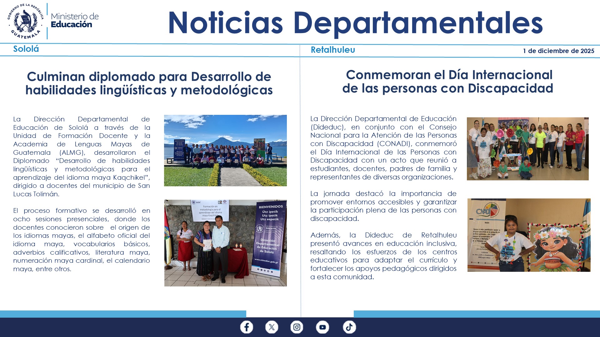 Noticias Departamentales Mineduc