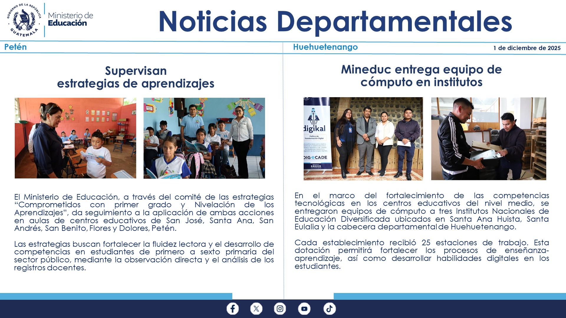 Noticias Departamentales Mineduc