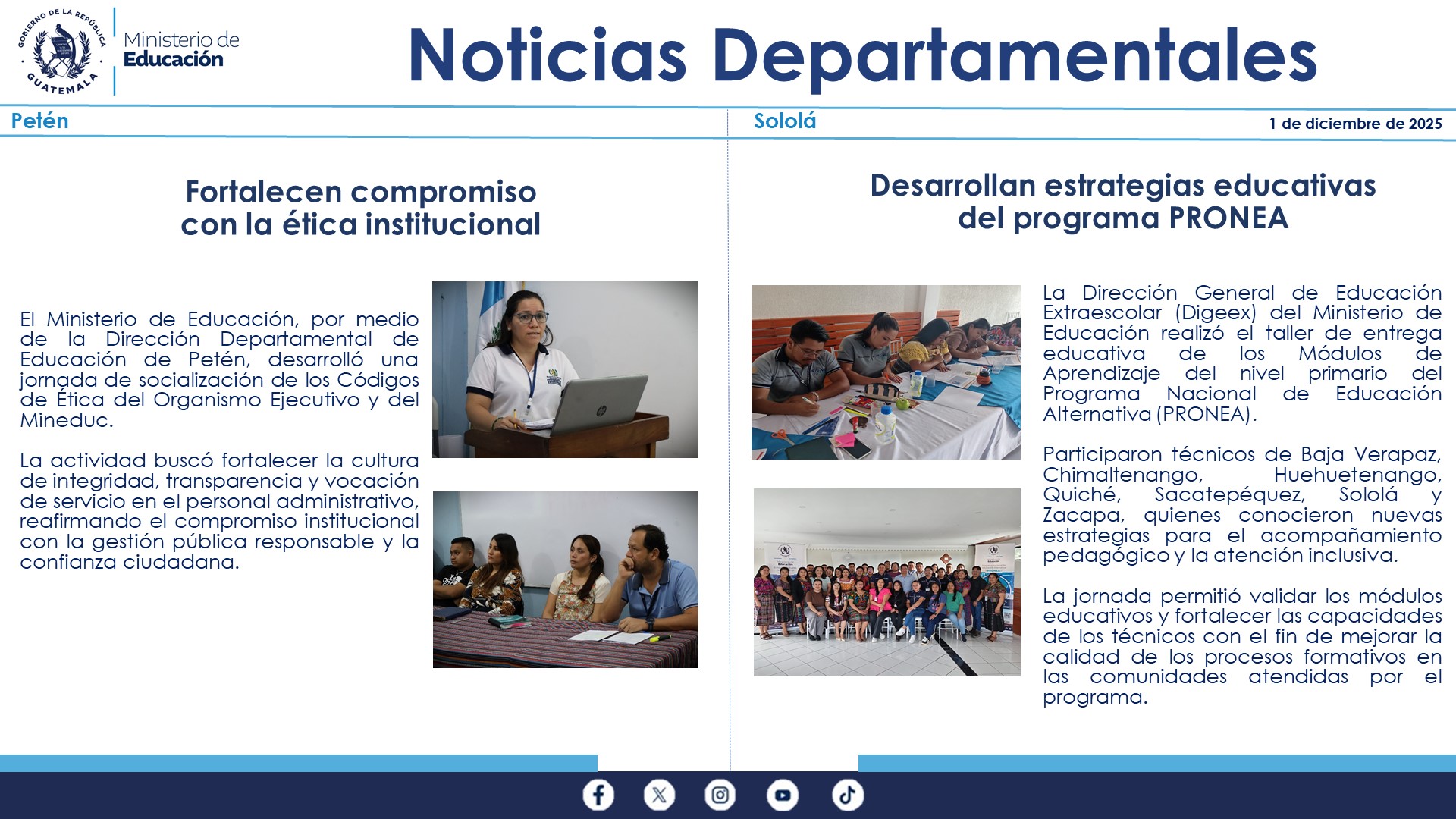 Noticias Departamentales Mineduc