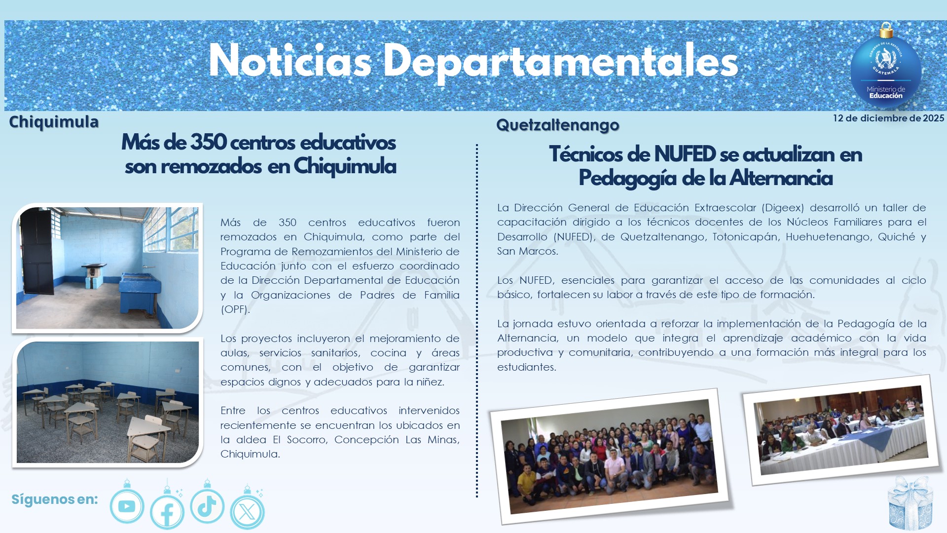 Noticias Departamentales Mineduc