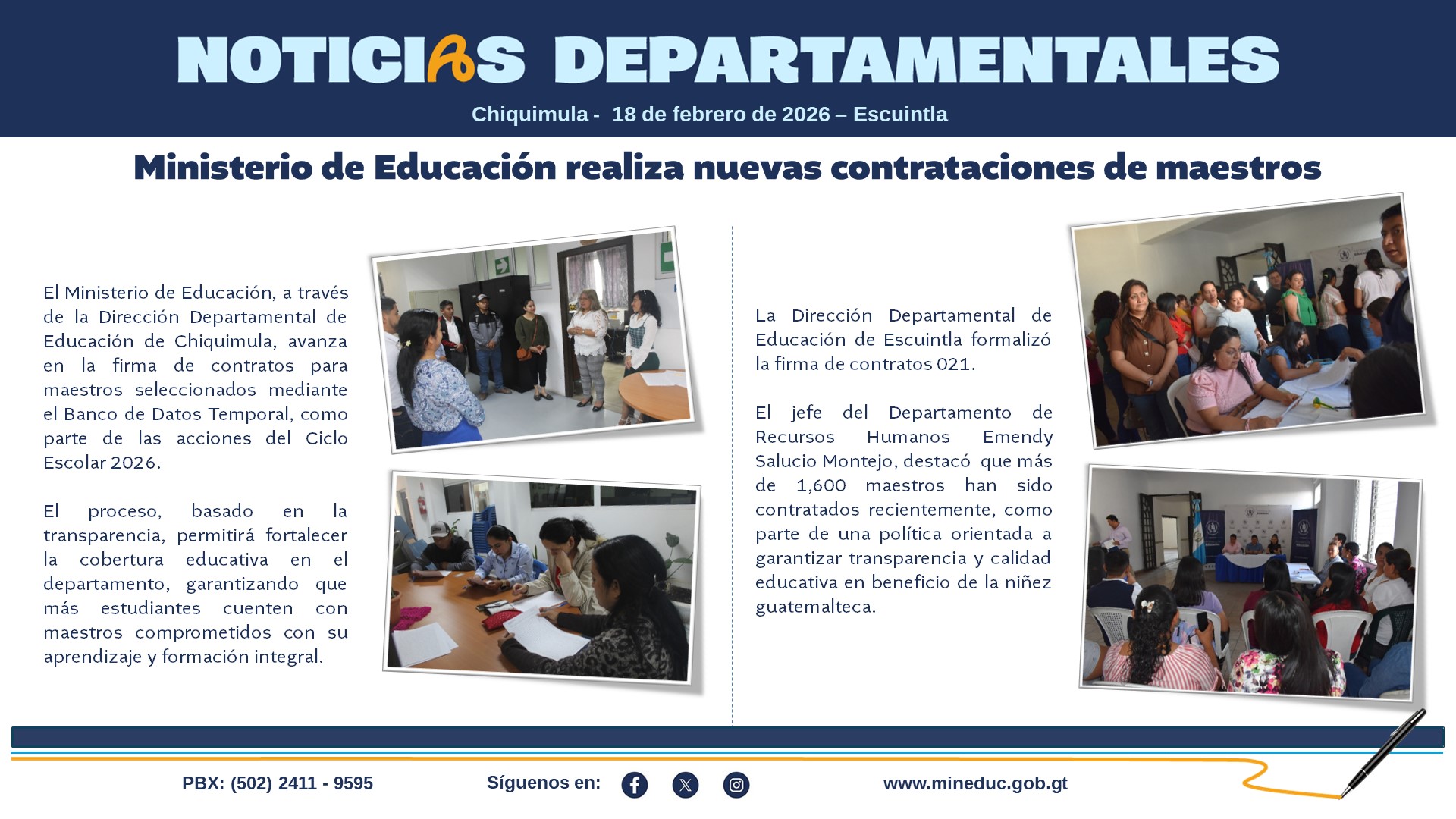 Noticias Departamentales Mineduc