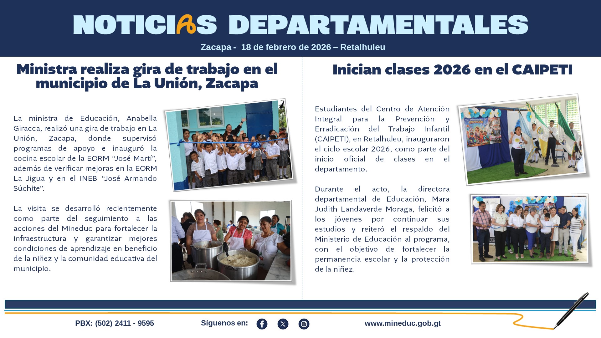 Noticias Departamentales Mineduc