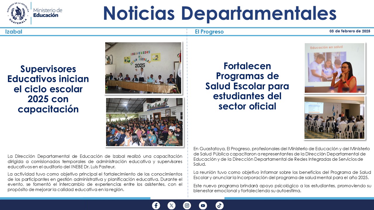 Noticias Departamentales Mineduc