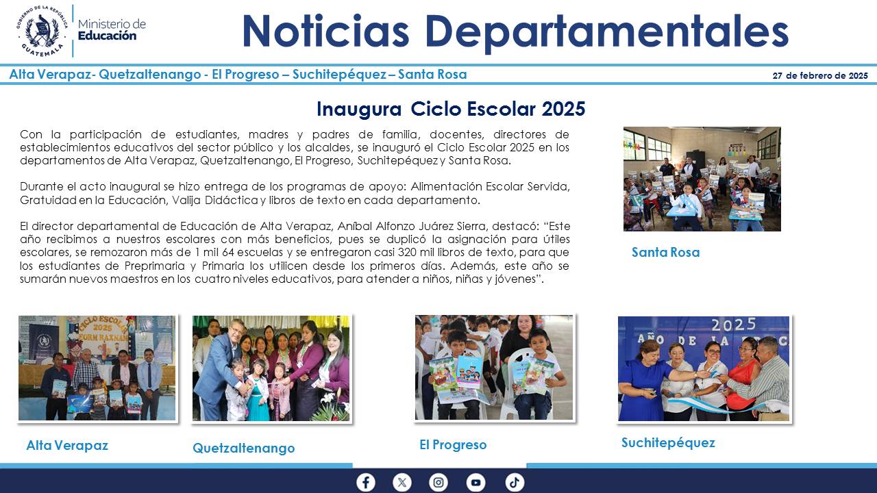 Noticias Departamentales Mineduc