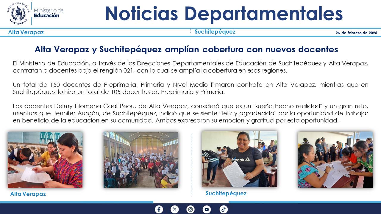 Noticias Departamentales Mineduc