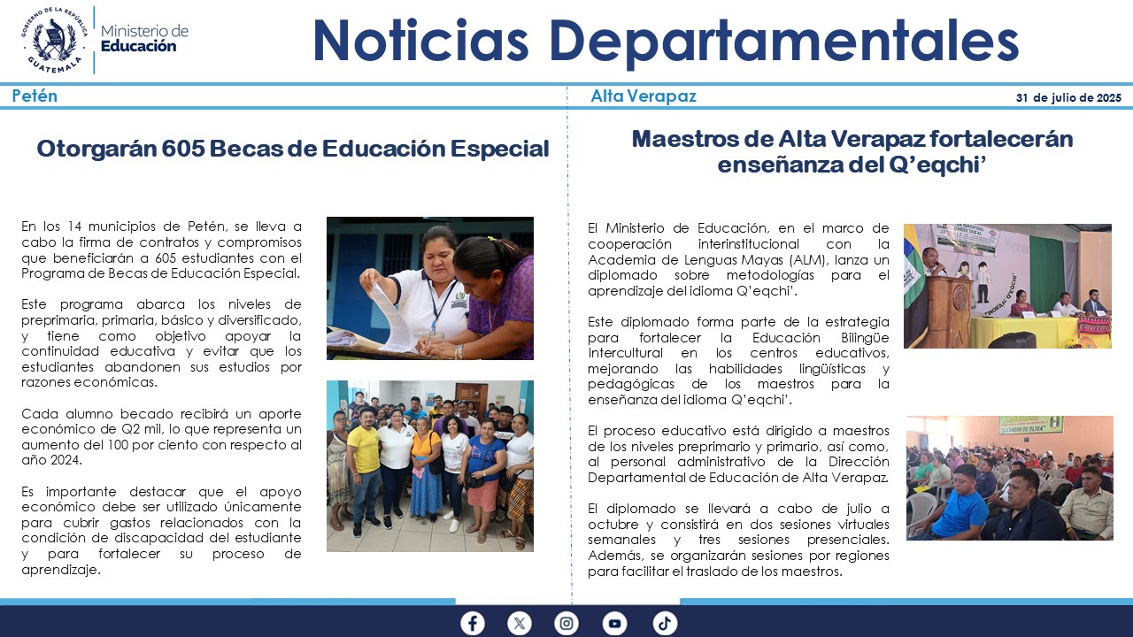 Noticias Departamentales Mineduc