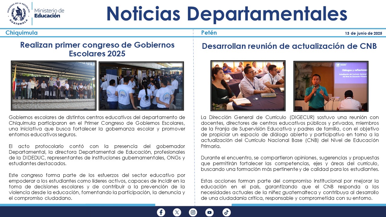 Noticias Departamentales Mineduc
