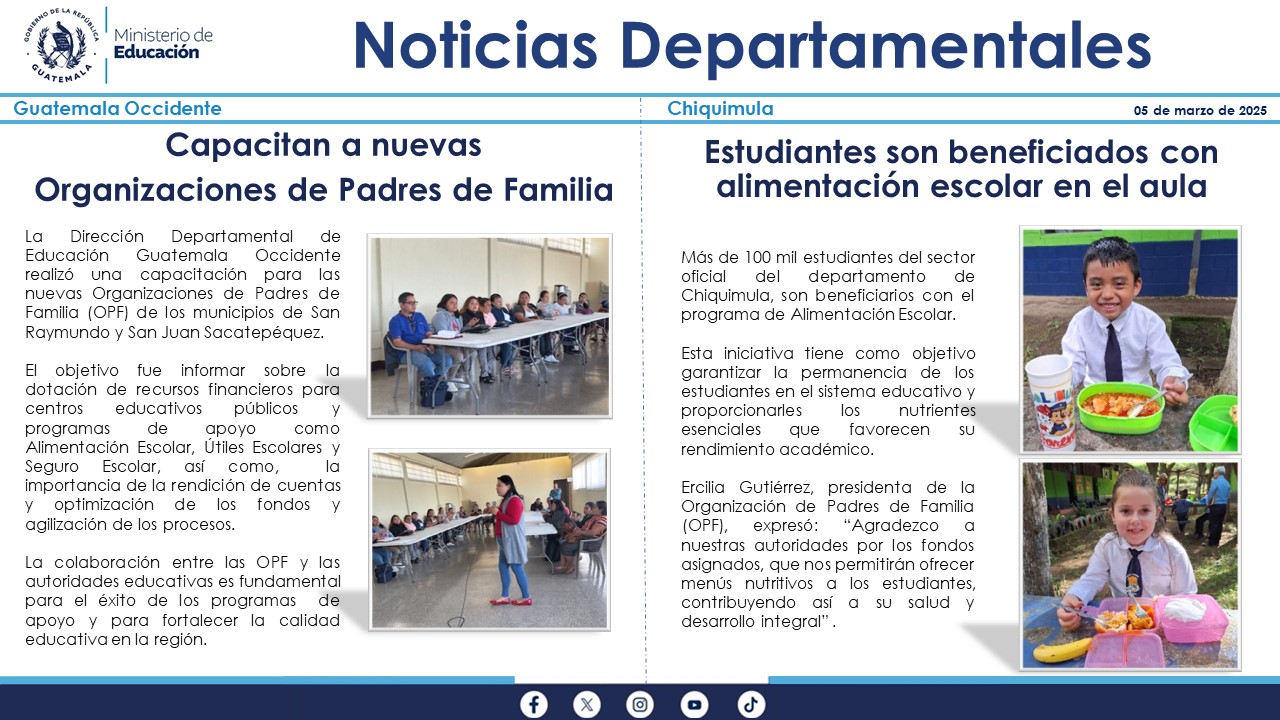 Noticias Departamentales Mineduc