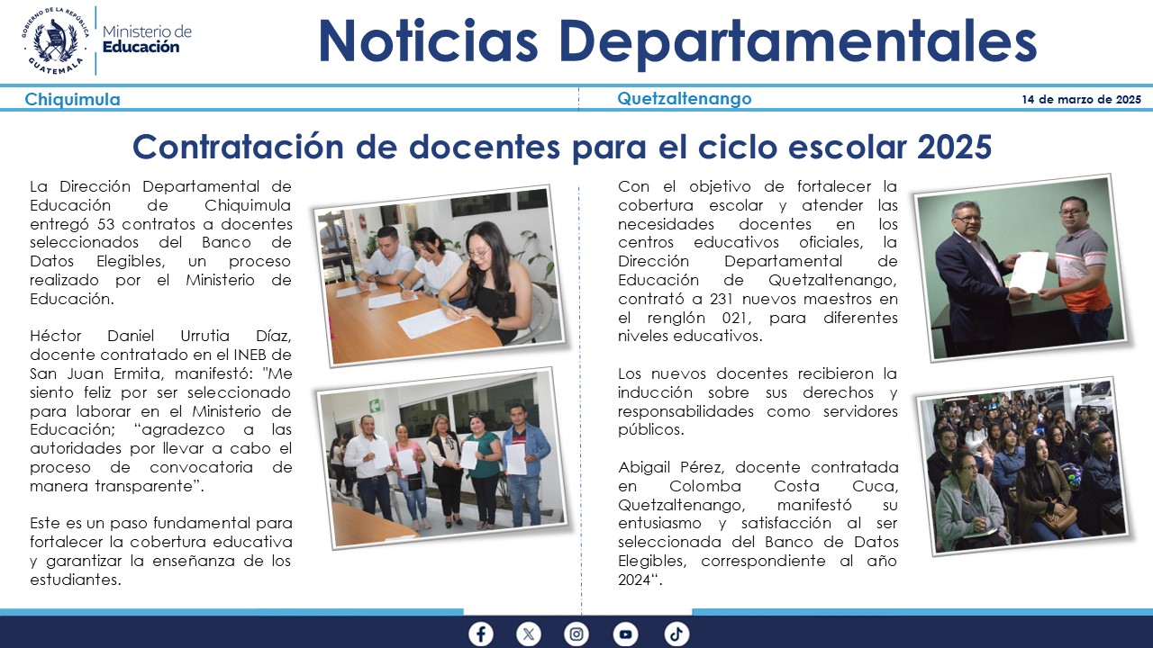 Noticias Departamentales Mineduc