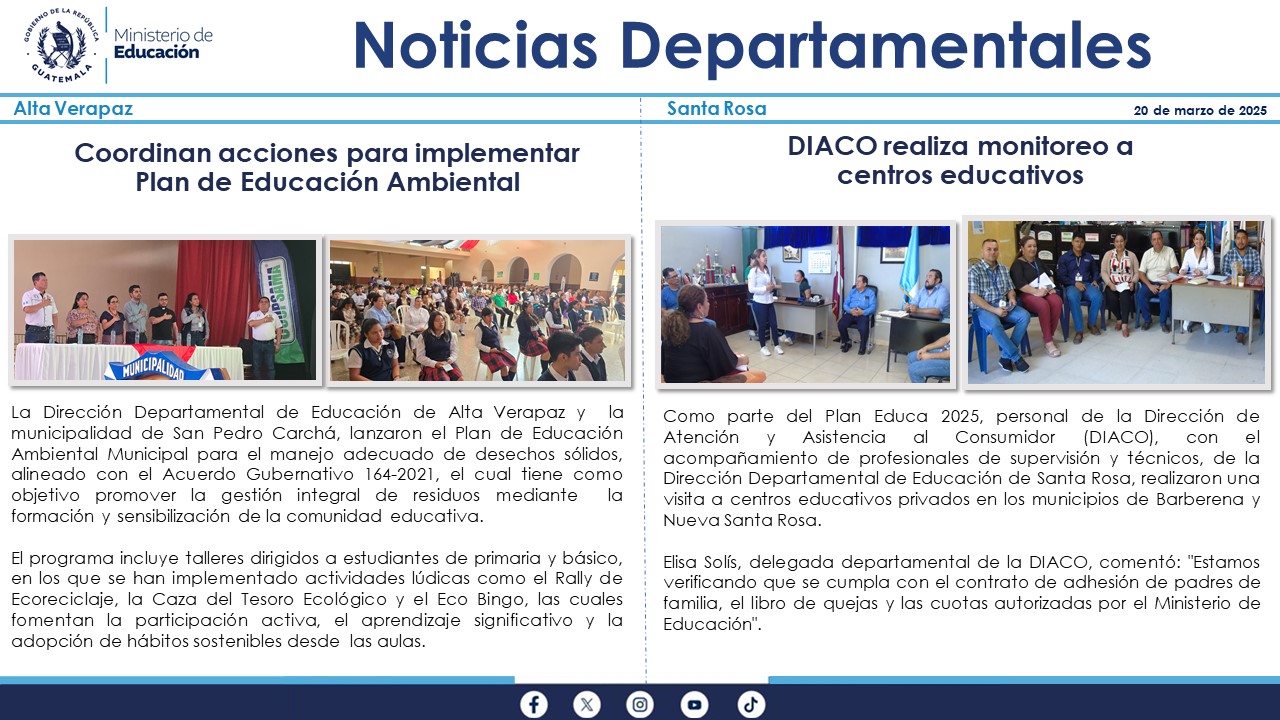 Noticias Departamentales Mineduc