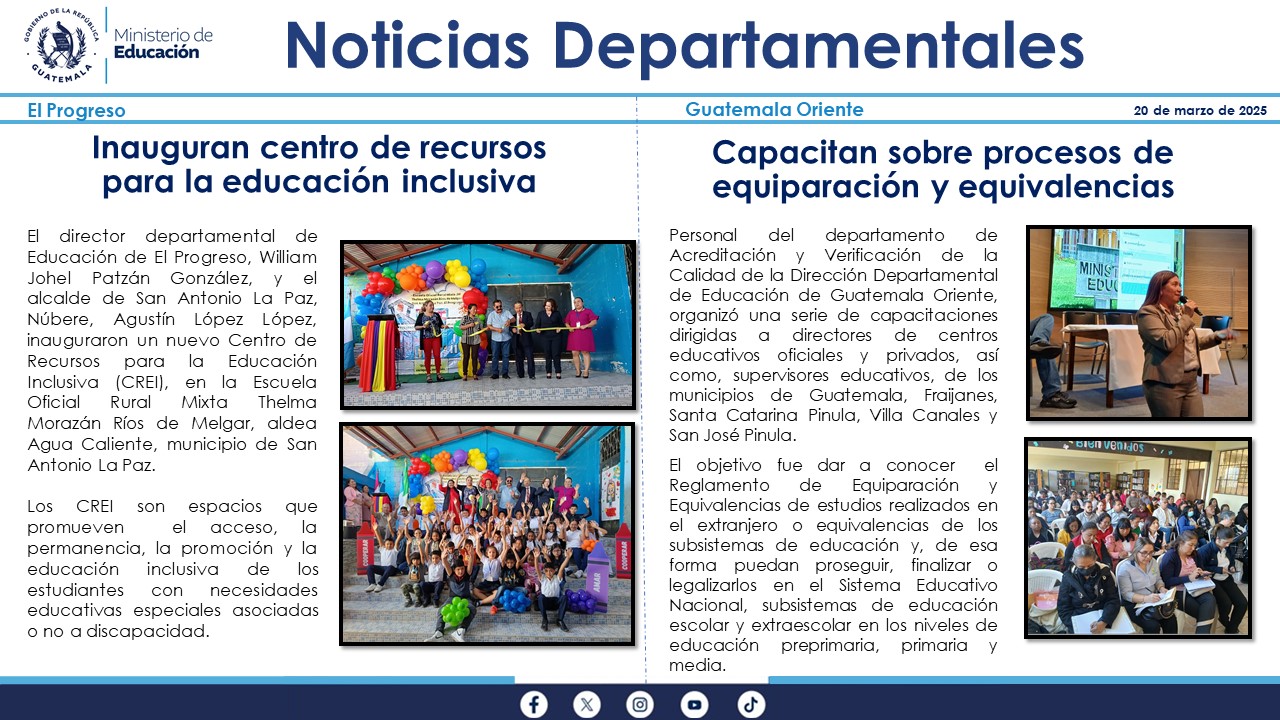 Noticias Departamentales Mineduc