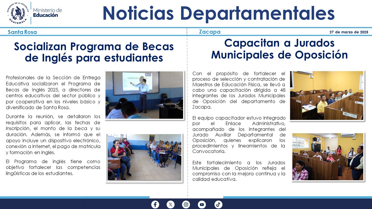 Noticias Departamentales Mineduc