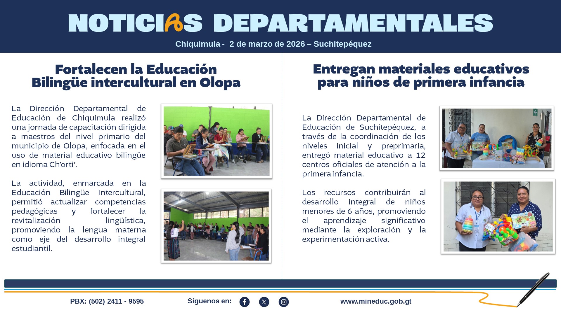 Noticias Departamentales Mineduc