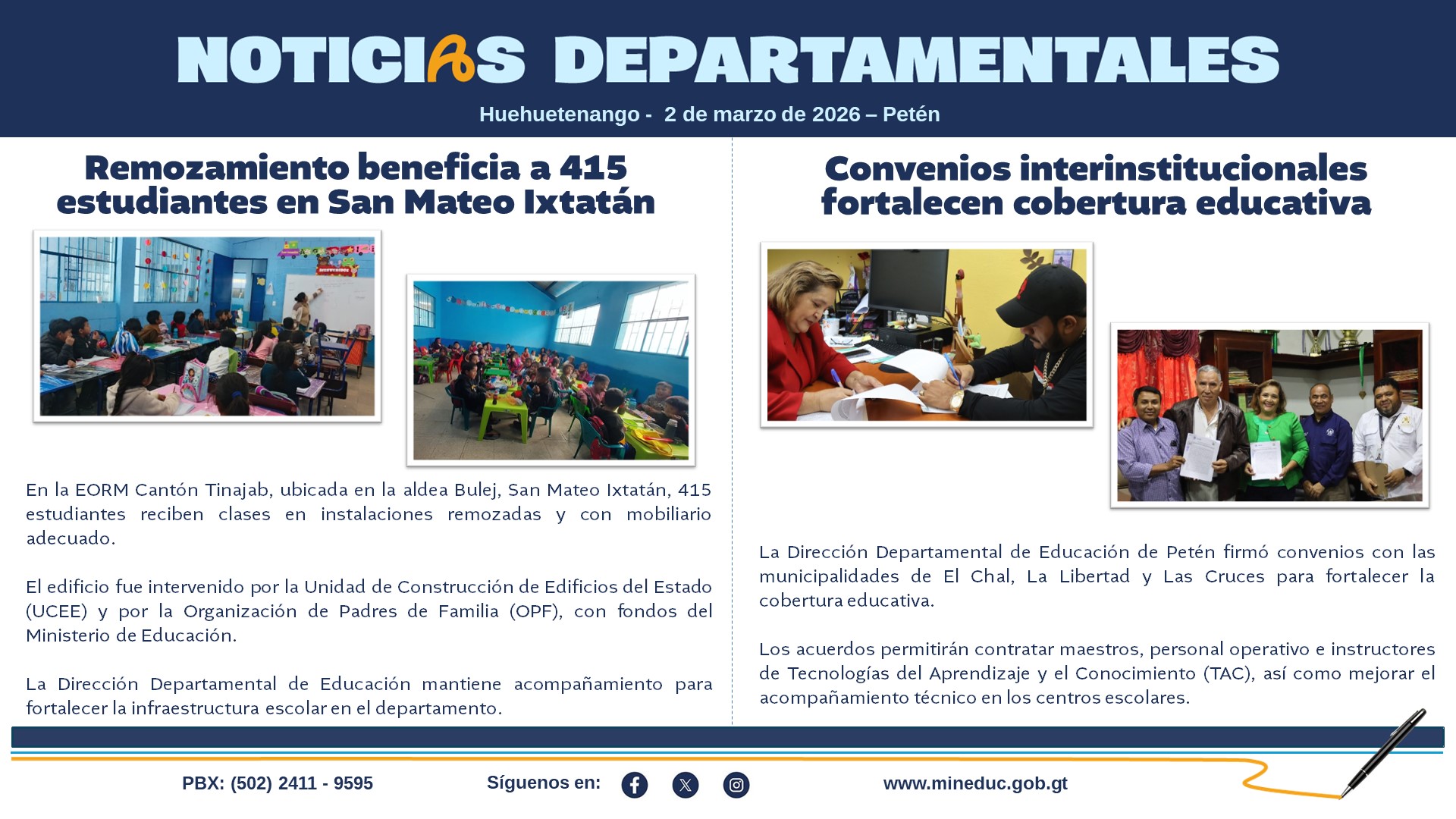 Noticias Departamentales Mineduc