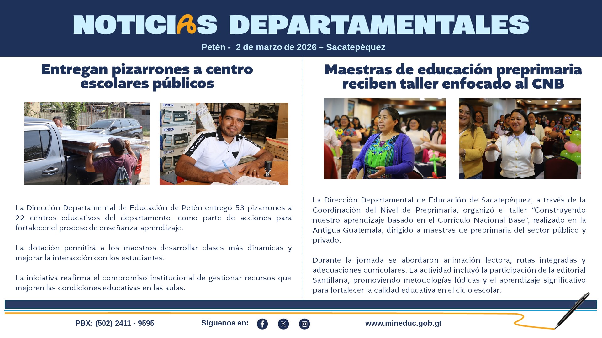 Noticias Departamentales Mineduc