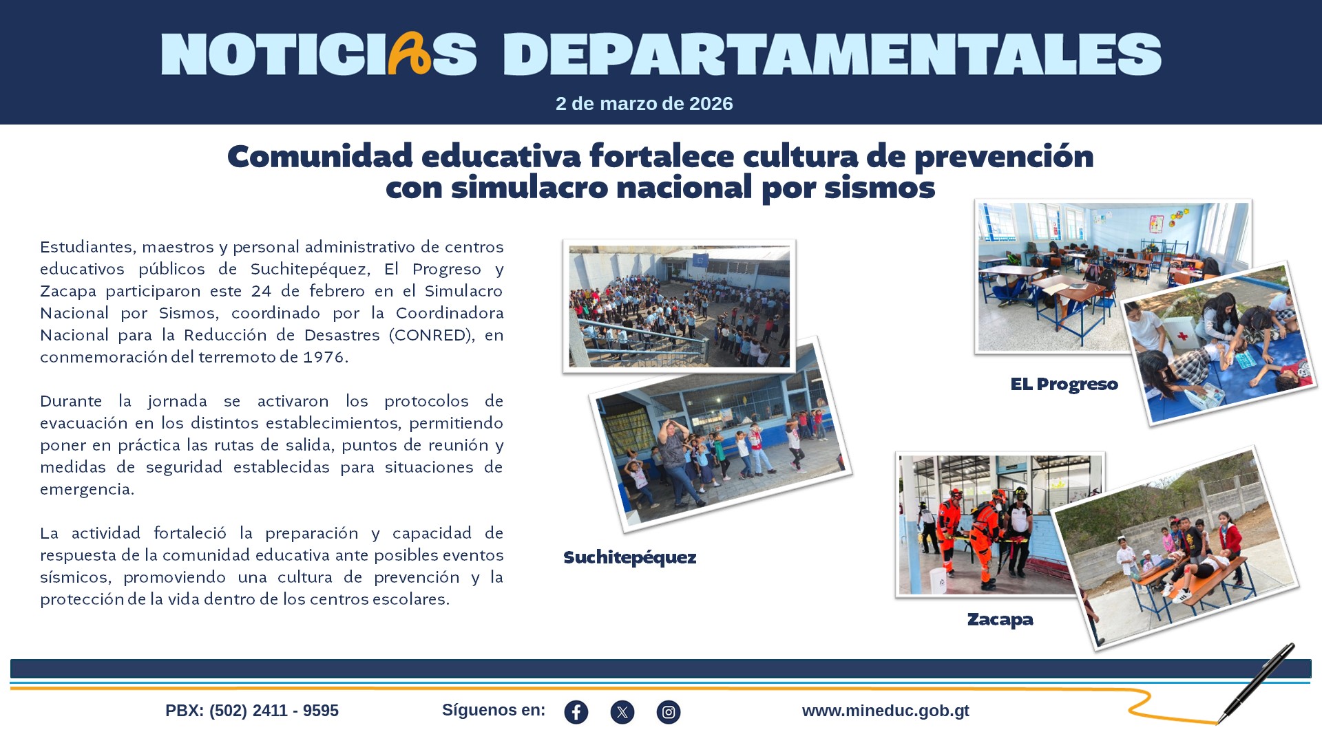 Noticias Departamentales Mineduc