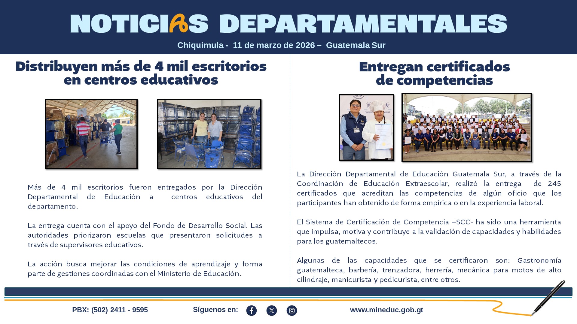 Noticias Departamentales Mineduc