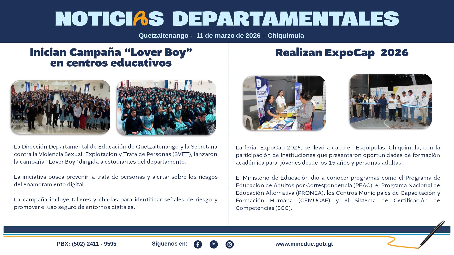 Noticias Departamentales Mineduc