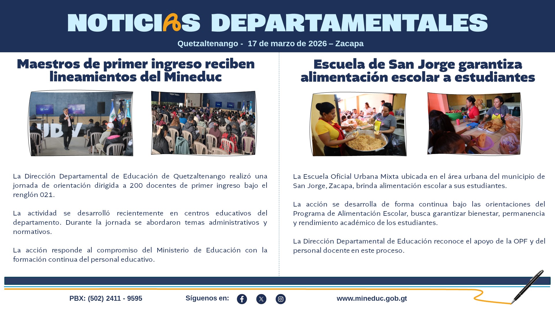 Noticias Departamentales Mineduc