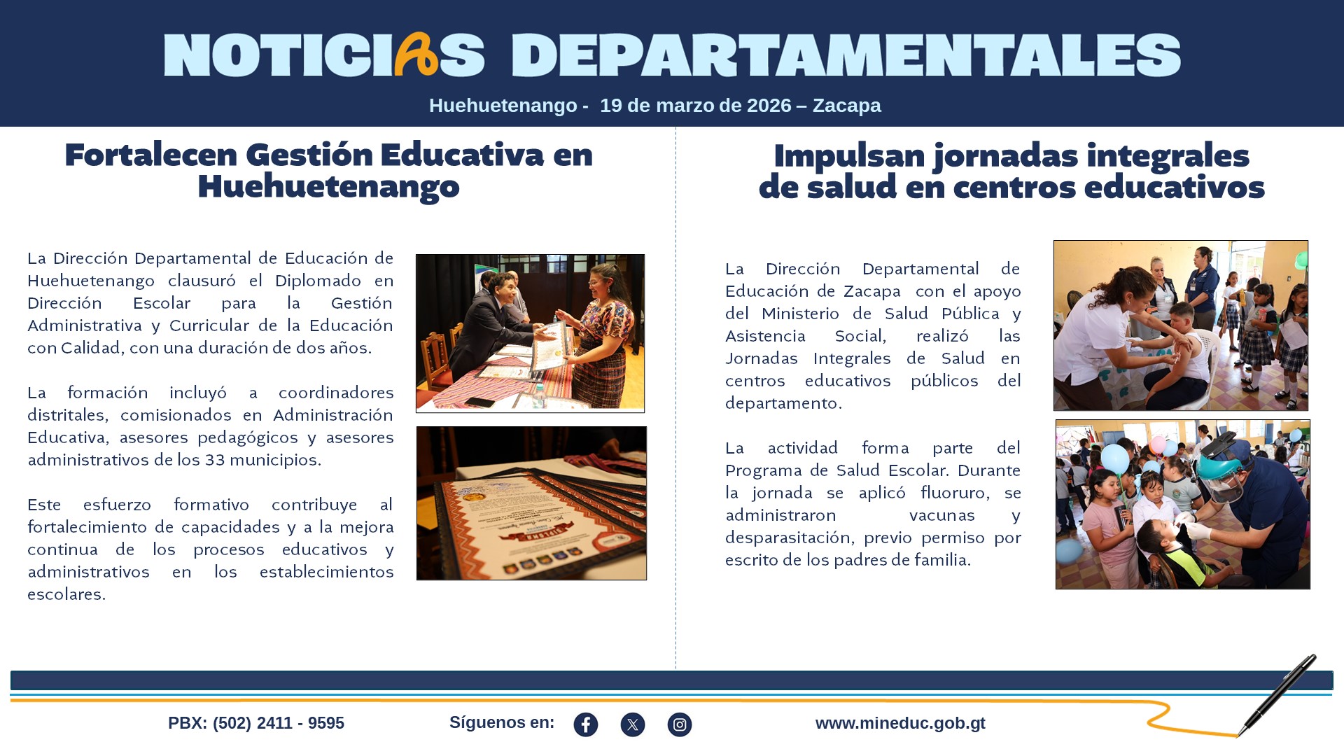 Noticias Departamentales Mineduc