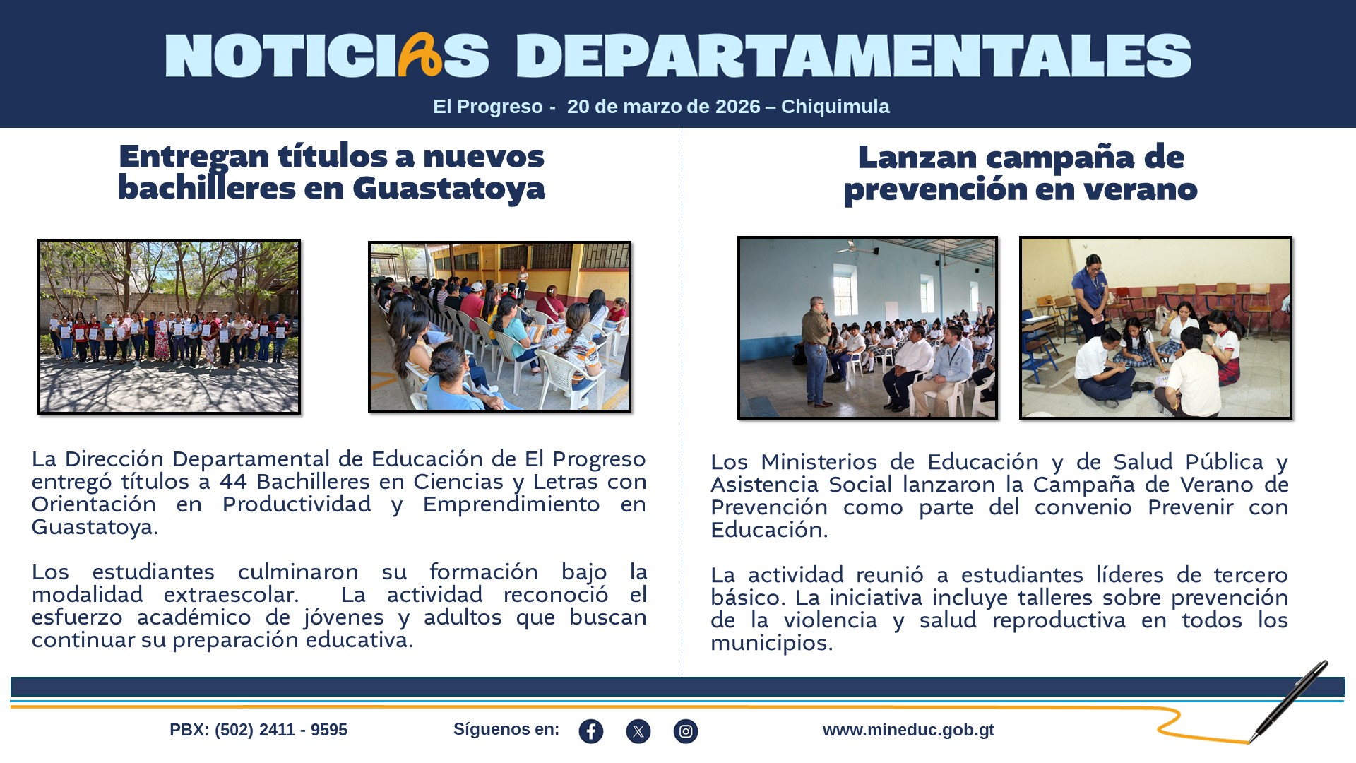 Noticias Departamentales Mineduc