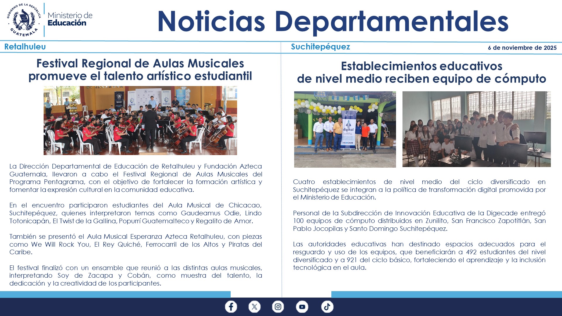 Noticias Departamentales Mineduc