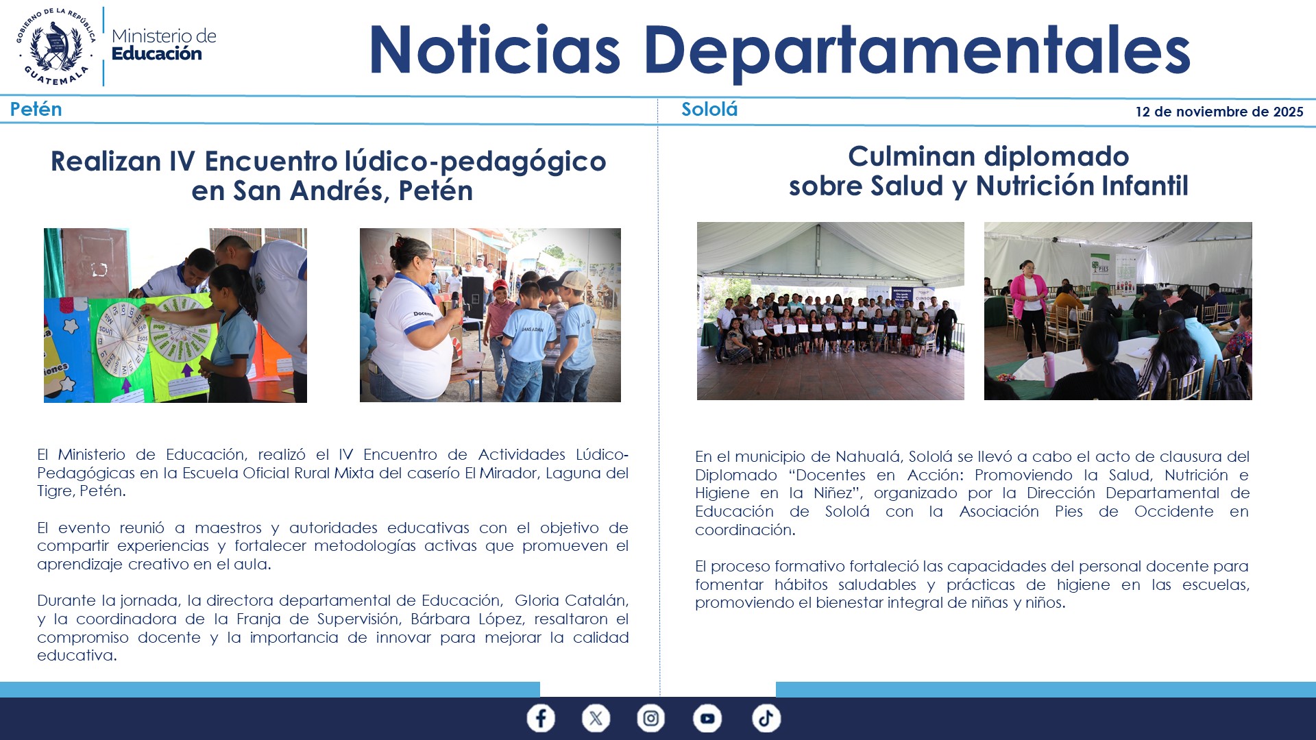 Noticias Departamentales Mineduc