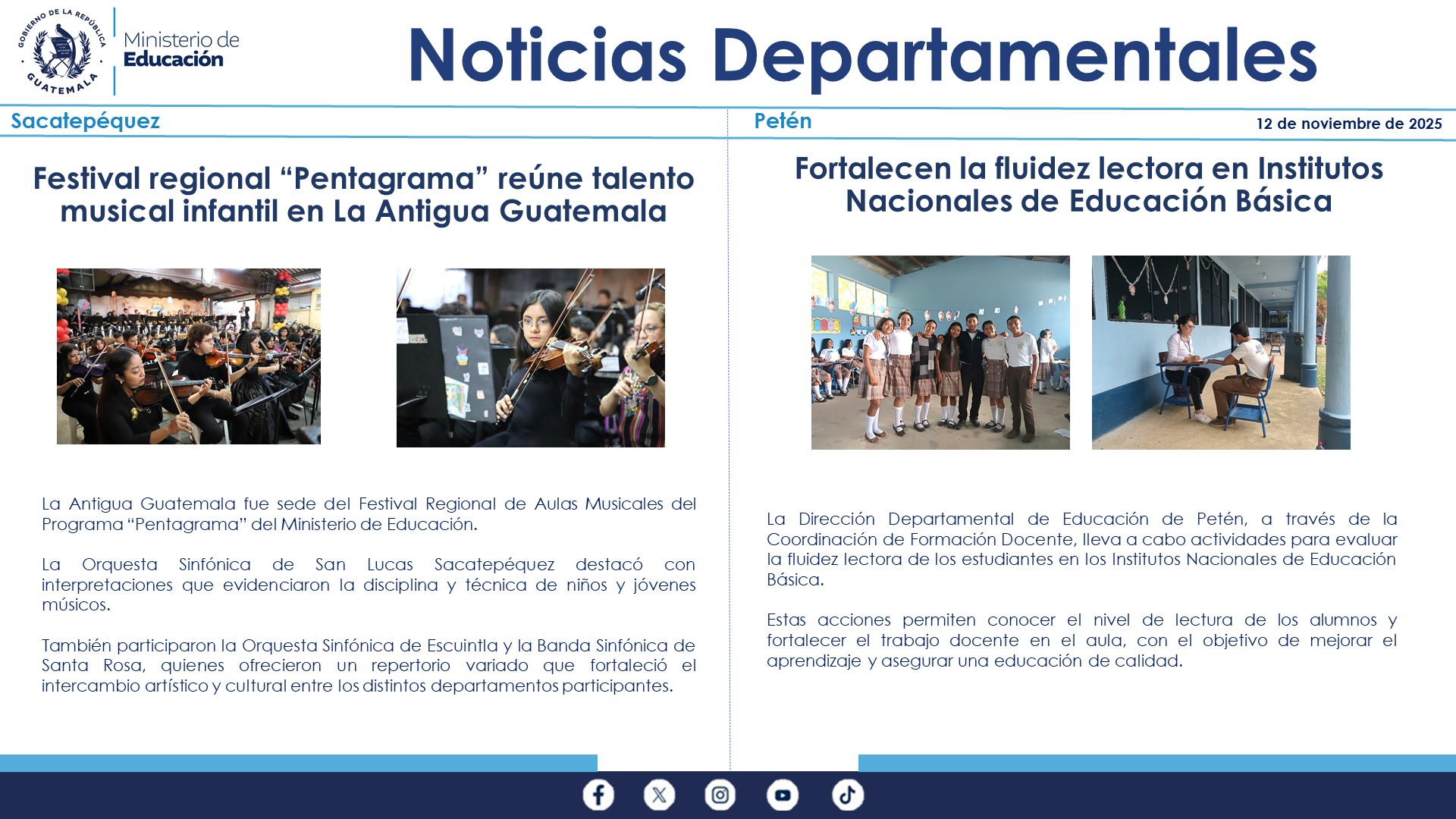 Noticias Departamentales Mineduc