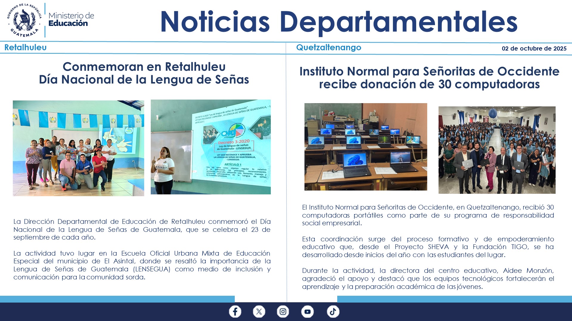 Noticias Departamentales Mineduc