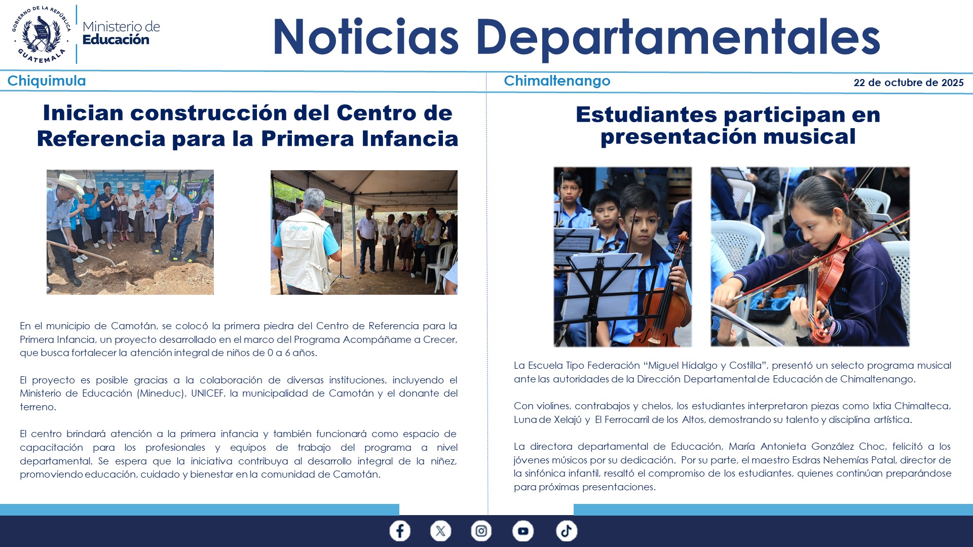 Noticias Departamentales Mineduc