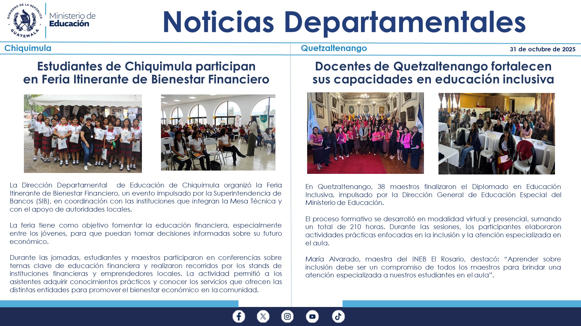 Noticias Departamentales Mineduc