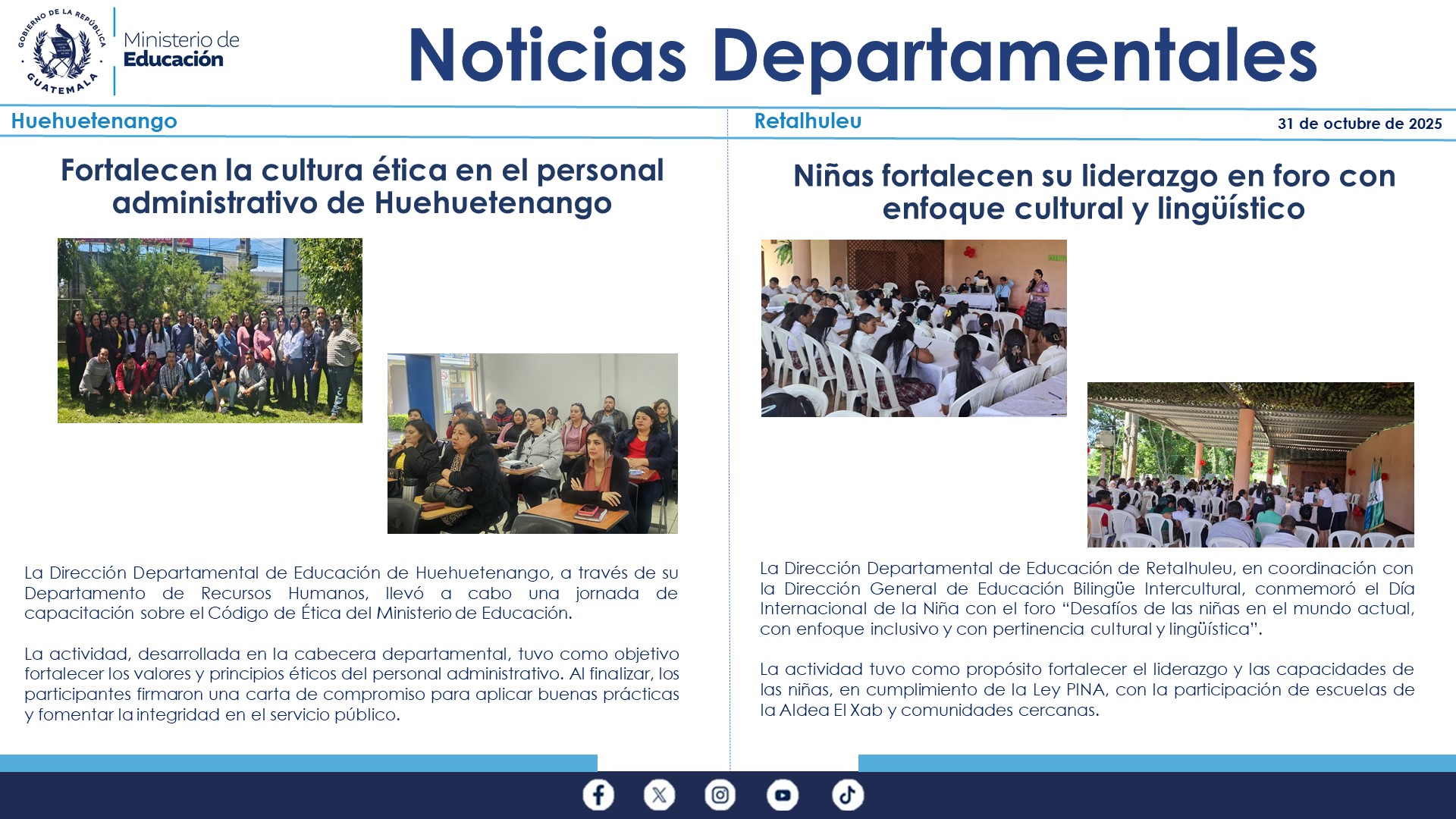 Noticias Departamentales Mineduc