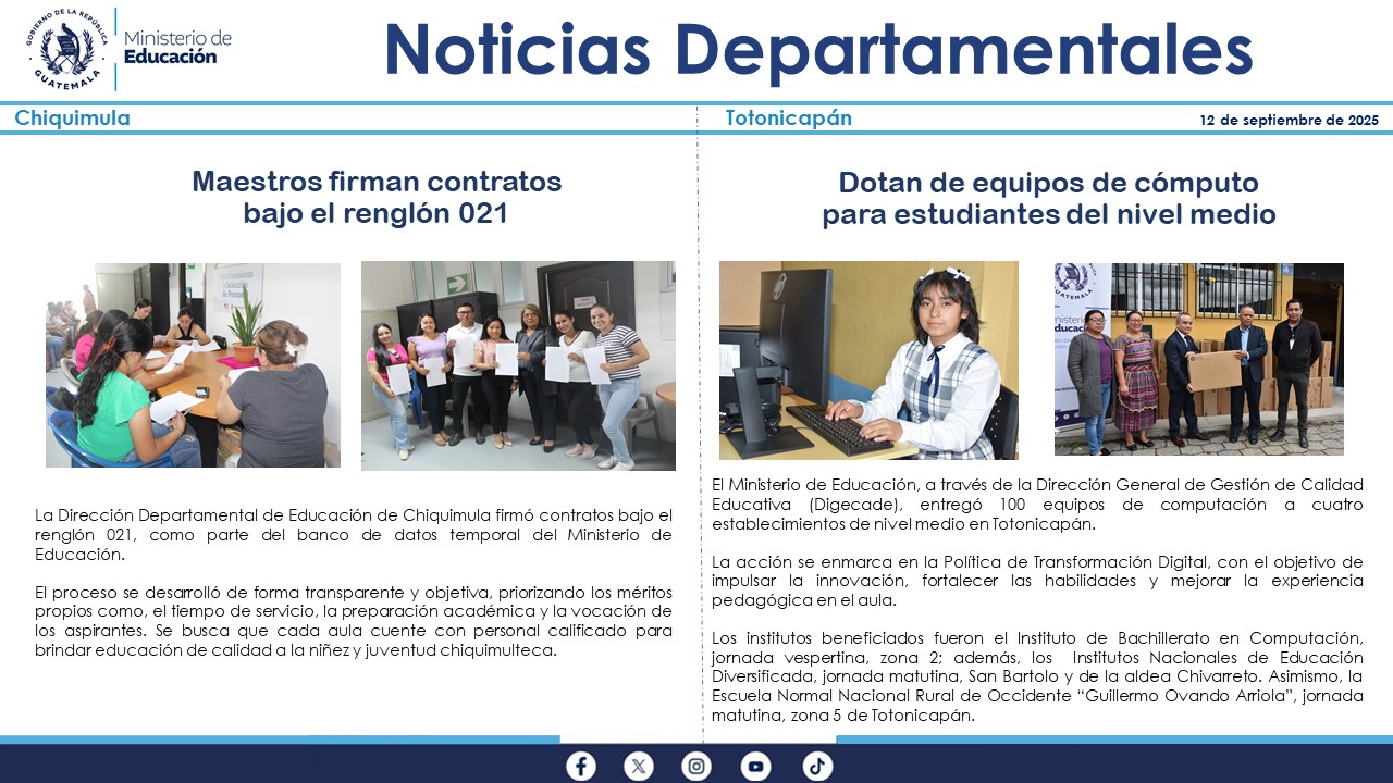 Noticias Departamentales Mineduc
