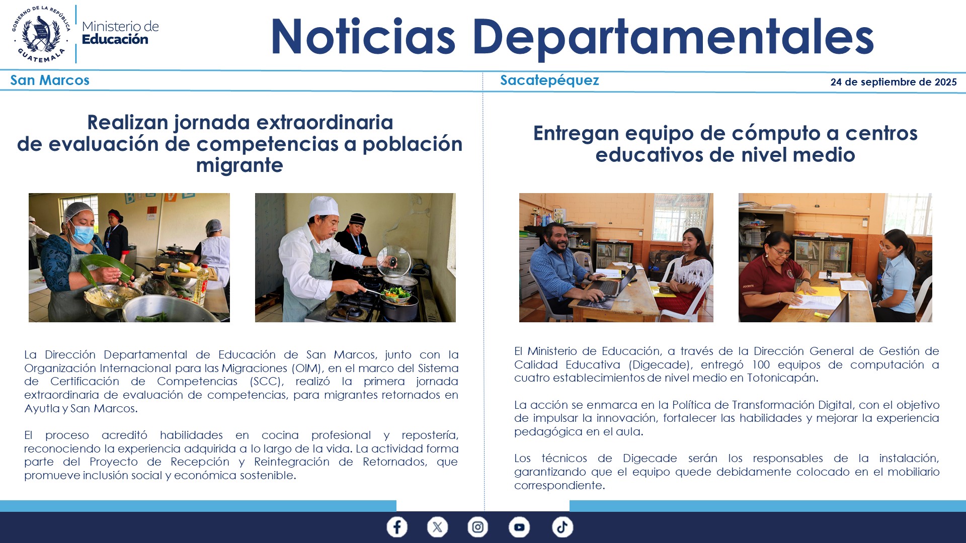 Noticias Departamentales Mineduc